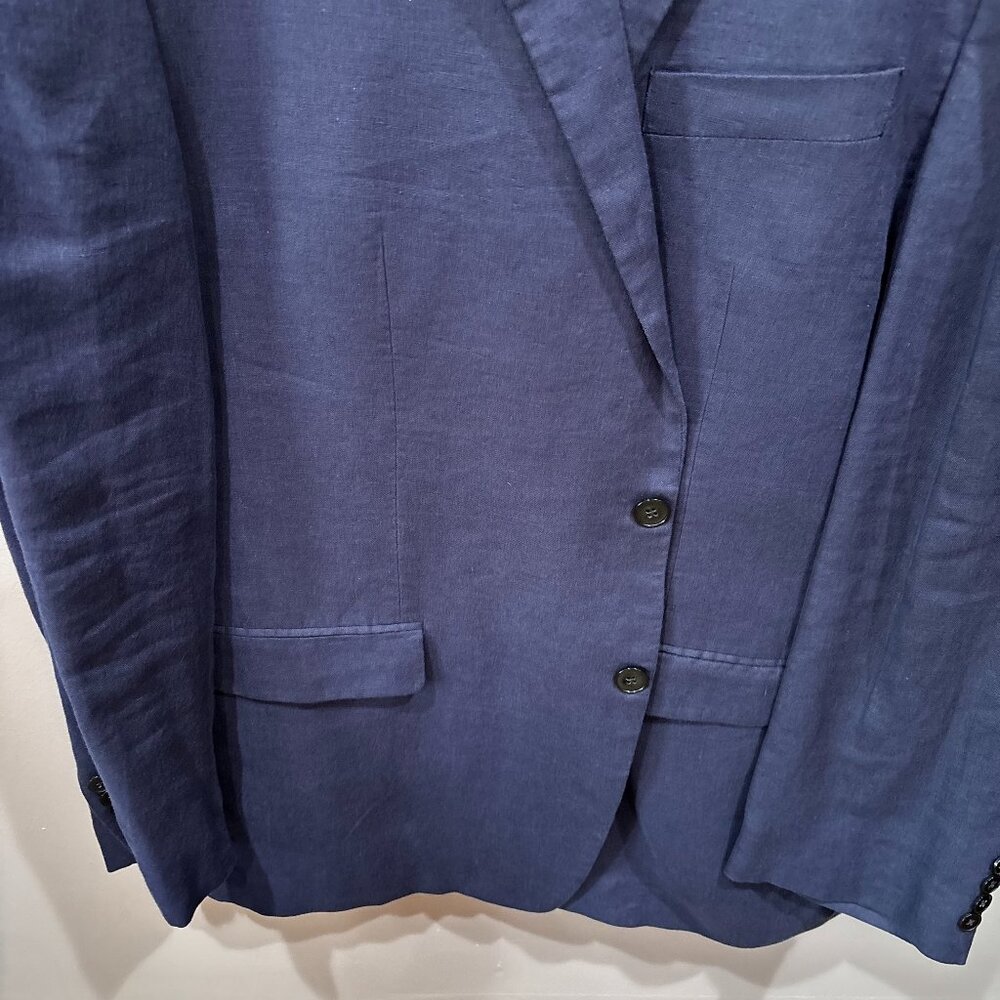 Lauren Ralph Lauren Blazer Mens Navy 100% Linen 48 Long - Picture 4 of 15
